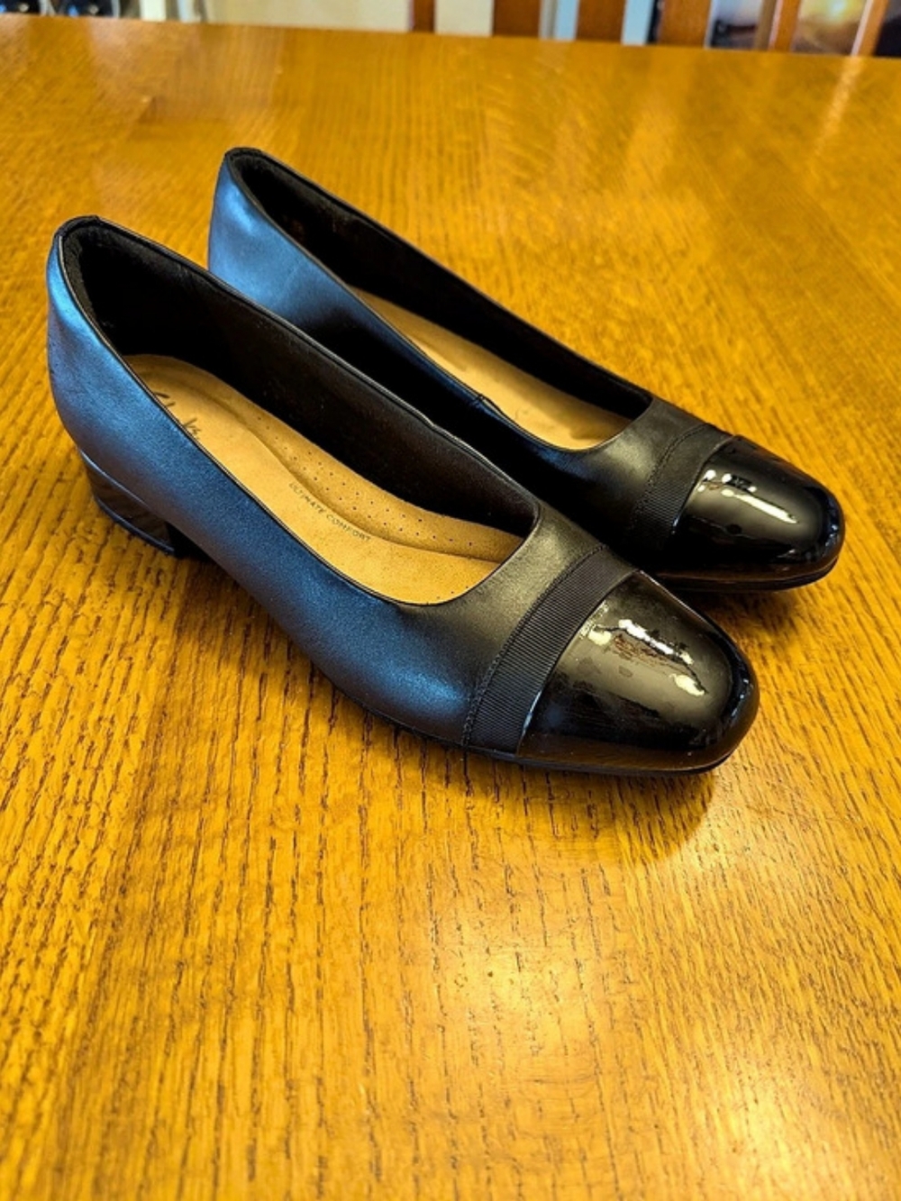 Clarks Collection Women's Black Juliet Monte Flats with Block Heel US 9 Narrow